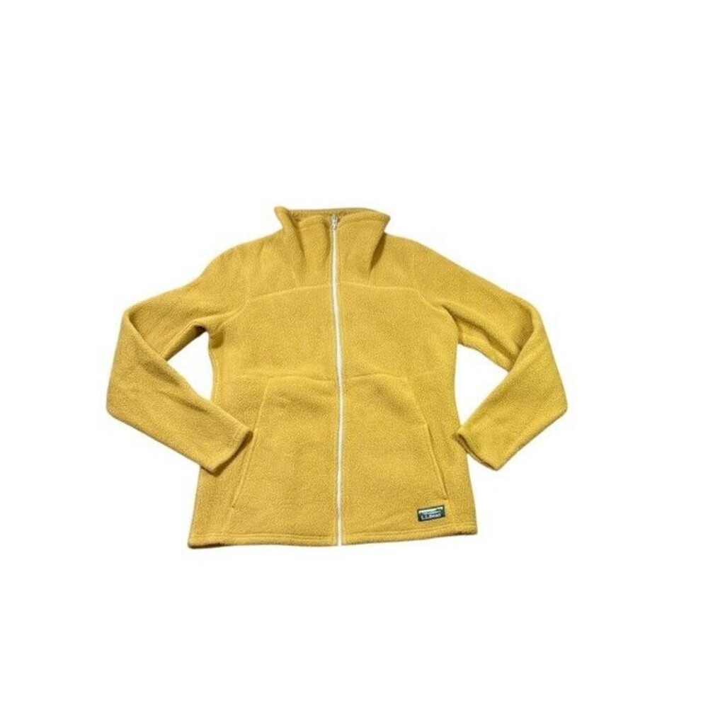 LL Bean Womens Mountain Classic Fleece Jacket Size Small Full Zip Mustard Yellow
